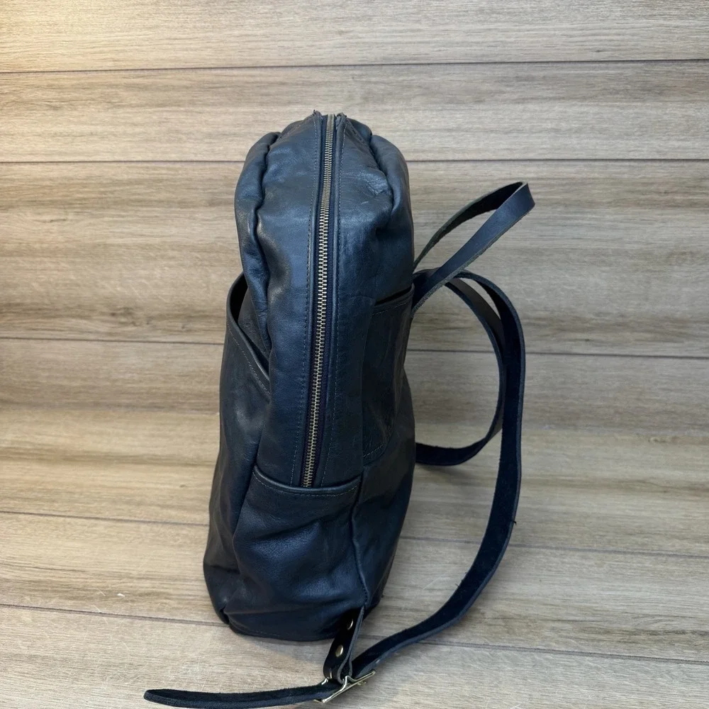 Rare Howl + Hide Backpack Full Grain Black Leather Work Travel Indianapolis USA